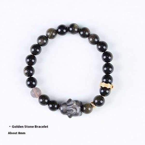 Creative Niche Cute Lying Rabbit Simple Obsidian Bracelet
