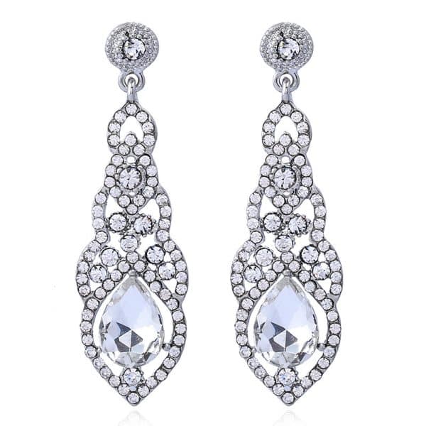 Alloy Diamond Drop Shape Pendant Stud Earrings
