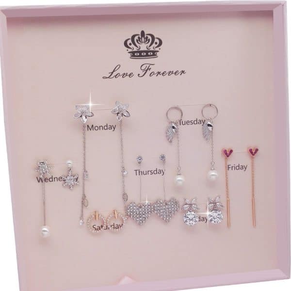 Women's Sterling Silver Post Week Earrings Set