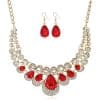 American jewelry fashion temperament Metal Necklace Earrings Set gem diamond drop bride accessories