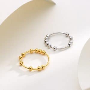 S925 Sterling Silver Ten Beads Relieve Anxiety Lucky Ring
