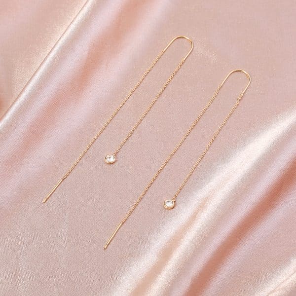 Gold Long Fringed Star Copper Circle Micro-set Zircon Earrings