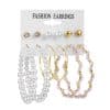 New Vintage Geometric Pearl Earrings 6-piece Set