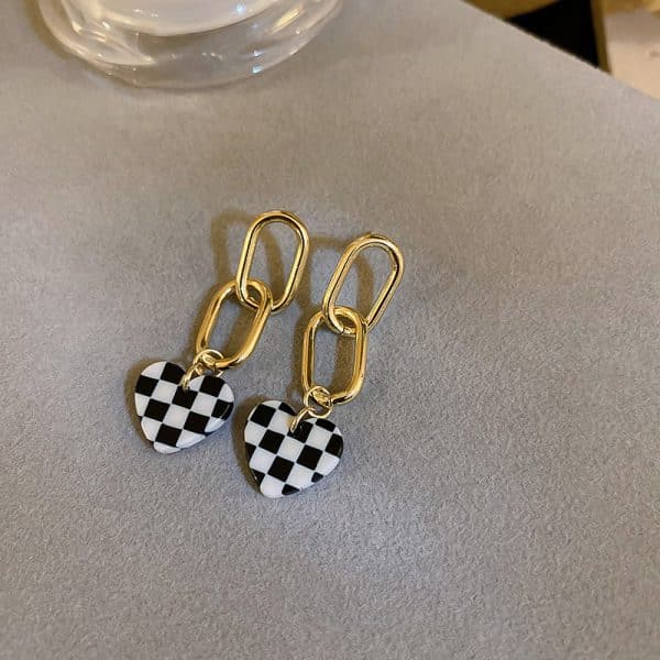 Checkerboard Earrings Personalized Oil Drop Women