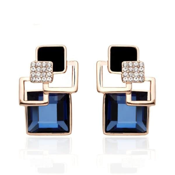 Classic crystal geometric square jewelry set