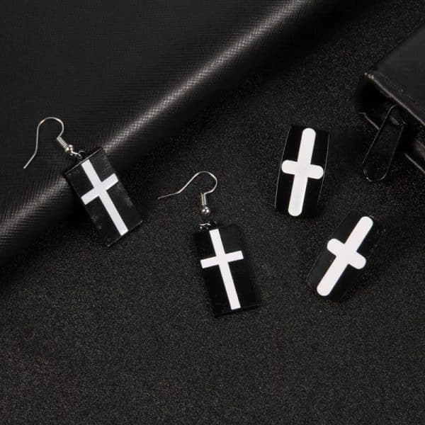 Anime Metal Rectangle Cross Drop Earrings Stud Earrings