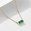 925 Sterling Silver Twelve Birthstone Square Clavicle Chain Women's Simple