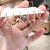 Personalized 6-piece set of micro-inlaid moon star earring