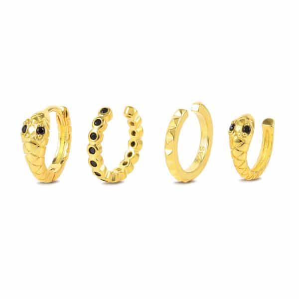 Women's Snake Shape Spiral Hoop Earrings Set