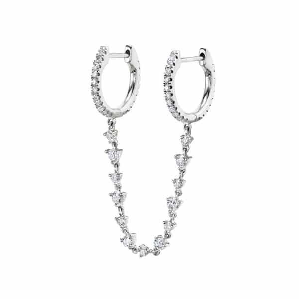 Silver Needle One Piece Diamond Earrings Double Circle Fashion Trend