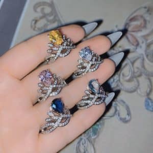 Vintage Colored Gemstone Pear Drop Ring