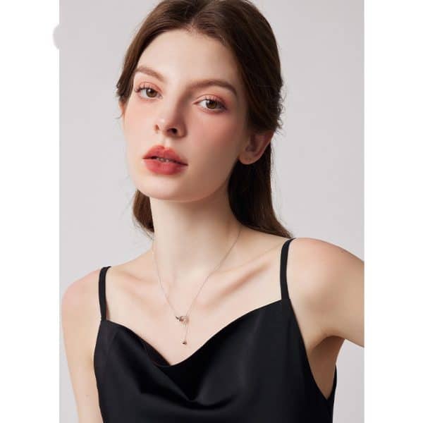 Women's Simple 999 Sterling Silver Double Ring Necklace