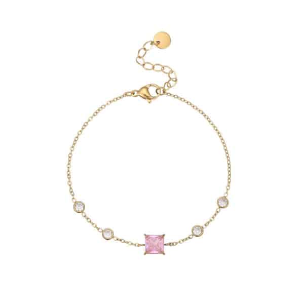 French Elegant Square Zircon Minimalist Titanium Steel Bracelet Does Not Fade