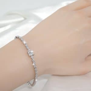 Sterling Silver S925 Moissanite Princess Square Bracelet High-grade D Color