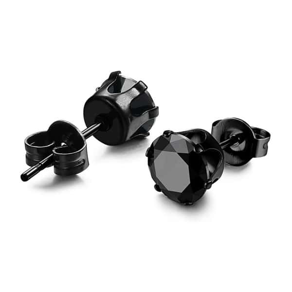 Punk Square Black Zircon Stud Earrings Set 6mm