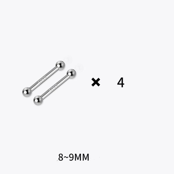 S999 Pure Silver Stud Earrings 4 Pairs Set Of Double-ended