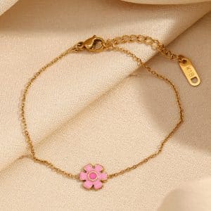 Gold Drop Oil Serrated Petal Bracelet For Women