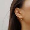 Silver Simple Graceful Geometric Square Two-piece Set Multi-wear Ear Studs