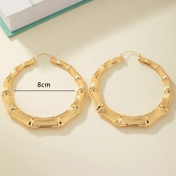 European And American Oversized Bamboo Earrings Exaggerated Golden Big Circle