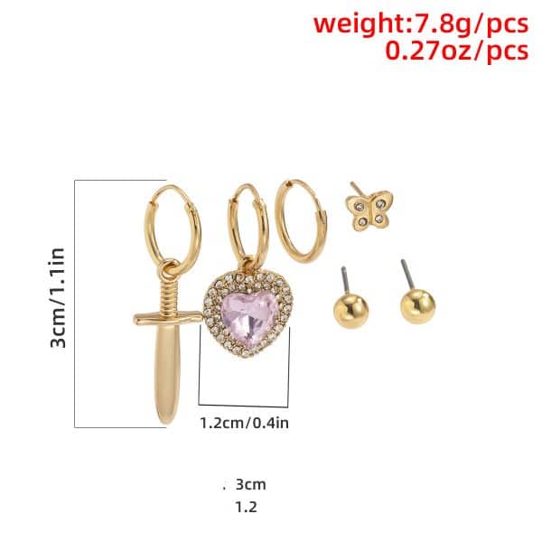 Retro Temperament Micro-set Rhinestone Love Cross Earrings