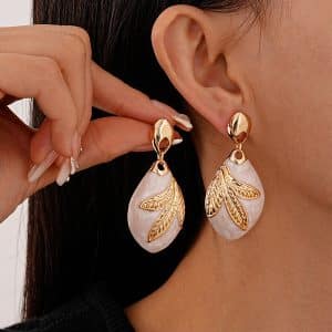 Vintage Dripping Oil Leaves Water Drop Geometry Earrings