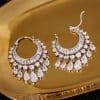 Zircon circle tassel earrings