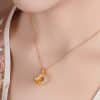 White Chalcedony Peace Buckle Peach Blossom Pendant Sterling Silver Necklace