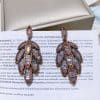 Natural Wind Micro-set Zircon Leaf-shaped Earrings With Silver Needles