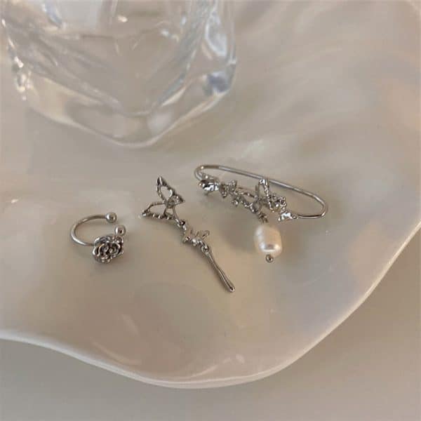 Frigid Wind Butterfly Earrings Women's Niche Simple 3Piece Set