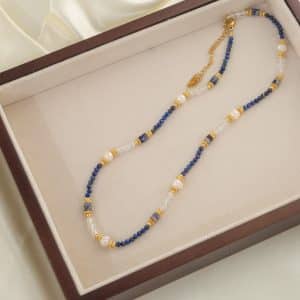New Chinese Retro Natural Stone Pearl Crystal Necklace For Women