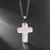 Natural Stone Agate Stone Cross Pendant Necklace