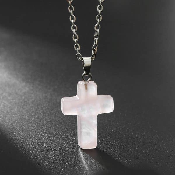 Natural Stone Agate Stone Cross Pendant Necklace
