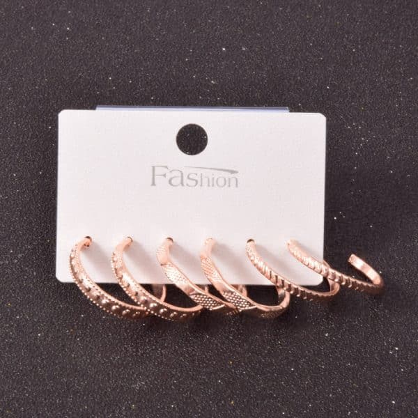 Alloy Metal Hoop Square Earrings Set
