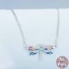 New S925 Sterling Silver Colorful Exquisite Dragonfly Necklace