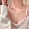 Titanium Steel No Fading Irregular Pearl Dripping Butterfly Necklace