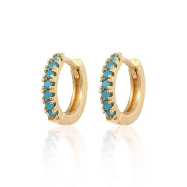 European And American Ins Round Micro-set Color Zircon Ear Buckle