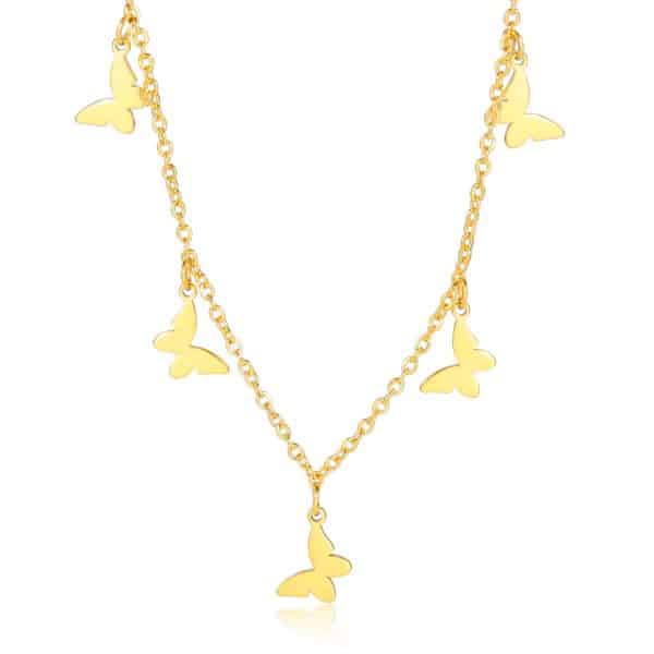 Cut Glossy Butterfly Pendant Clavicle Chain Stainless Steel Necklace