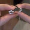 Slightly Set Zircon Versatile Moon Earrings