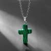 Natural Stone Agate Stone Cross Pendant Necklace