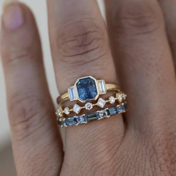 Alloy Inlaid Zircon Three-piece Ring Set