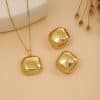 Geometric Leaves Texture Flower Love Heart Earrings And Necklace Set