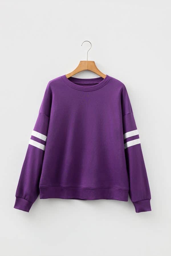 Fiery Red Varsity Striped Detail Drop Shoulder Oversized Sweatshirt