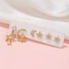 Pentagram Moon Combination Set Zircon Stud Earrings