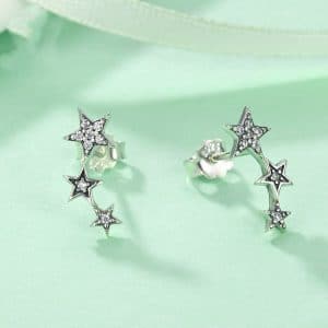 Five Point Star Set Zircon Earrings