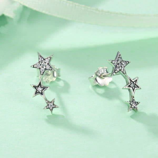 Five Point Star Set Zircon Earrings