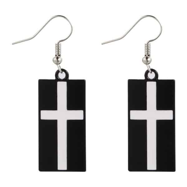 Anime Metal Rectangle Cross Drop Earrings Stud Earrings