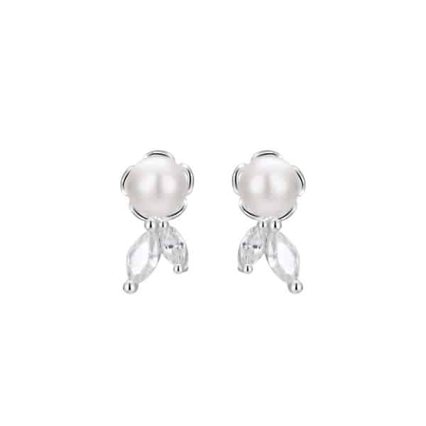 S999 Sterling Silver Pure Silver Stud Earrings Female Water Drop Ear-caring Shell Pearls