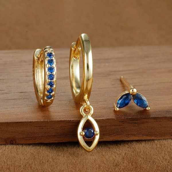 Lady Temperament Trendy Earrings Buckle Stud 3-piece Set