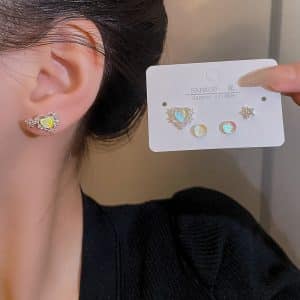 Women's Fashionable And Versatile Love Geometric Earrings Set