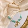Women's Retro Versatile Natural Stone Pendant Paper Clip Necklace